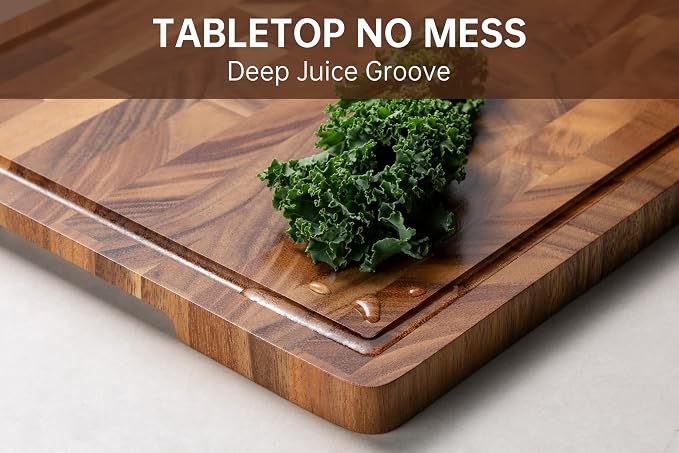 Walnut Wood Cutting Boards for Kitchen, End Grain Chopping Board | Charcuterie Board with Juice Groove & Handle, Butcher Block for Meal Prep & Serving with Gift Box, 16.5" x 11.6" x 0.8"