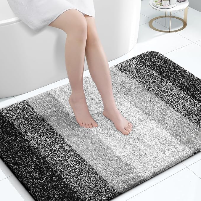 OLANLY Large Bathroom Rugs Mat 44x32, Extra Soft Absorbent Microfiber Bath Rugs, Rubber Backing, Quick Dry, Machine Washable Bath Mats for Bathroom Floor, Tub and Shower, Home Decor Accessories, Black