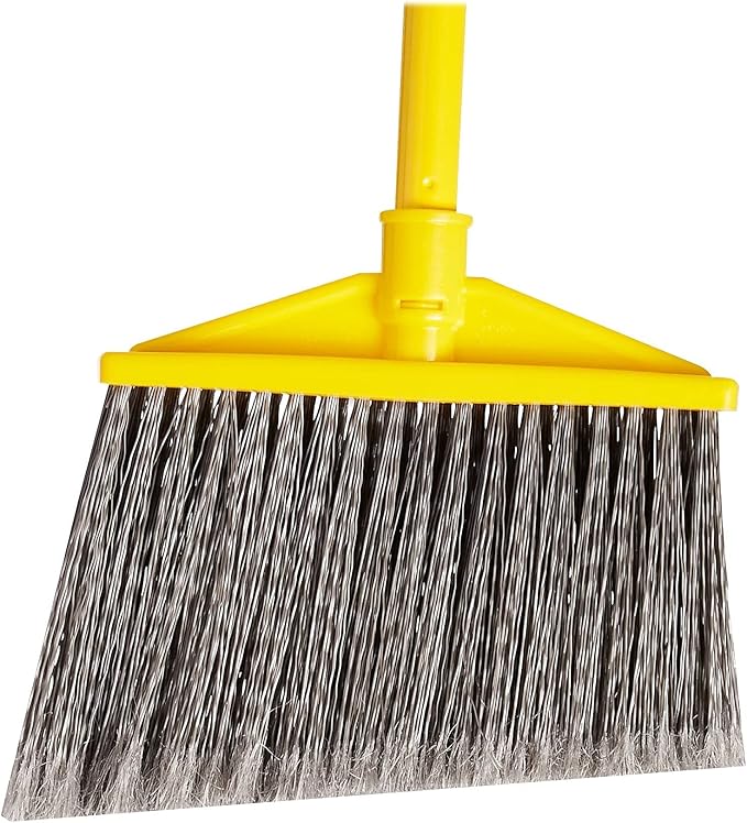 Rubbermaid Commercial Brute Angled Large Broom, Polyethylene Bristles, 46-7/8 Inch Metal Handle, Yellow/Gray (6375-00GY)