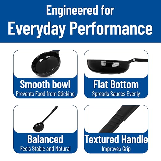 Carlisle FoodService Products 399003 Solid Long Handle Portion Control Spoon, 6 oz, Black (Pack of 12)