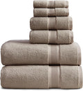 Springtree Home Luxury Bamboo Rayon Bath Towel Set | 6-Piece Set | Brown | 35% Bamboo Rayon - 65% Zero Twist Cotton | Absorbent Quick-Dry Towels for Bathroom | Ultra Soft | OEKO-TEX Standard 100