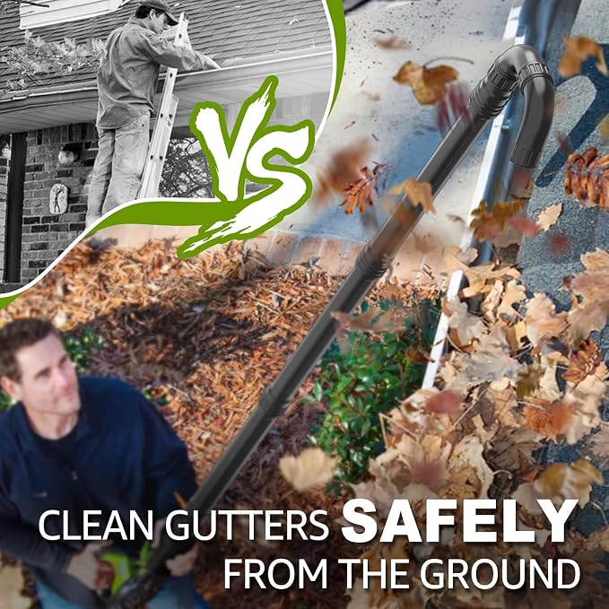 Sealegend Gutter Cleaning Attachment Kit Compatible with EGO Leaf Blower | for Electric Blowers LB5302/LB6504/LB7654/LB8803-2/LB6151..., Swivel Tail-Wand for Easier Control, 360°Nozzle, 8.3FT Reach