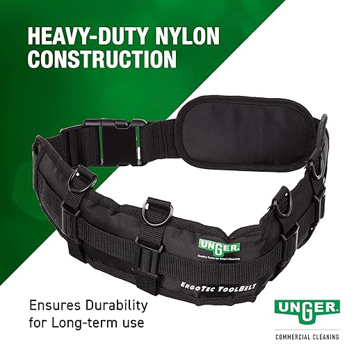 Unger Commercial ErgoTec Belt – Adjustable Length 32 to 50 Inches, Heavy Duty Belt for Professional Window Cleaning Tools – Ideal for Tool Pouches, BSTBT