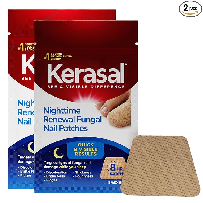 Kerasal Nighttime Nail Renewal Patches - 14 Patch Twin Pack - Overnight Restoring Nail Repair