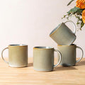 theterra Ceramic Coffee Mugs Set of 4, 14.2oz Handmade Coffee Cups with Handle for Latte, Tea, Milk, Beer, Hot Cocoa, Desert Sage