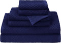COTTON CRAFT Euro Spa Waffle Weave 6 Piece Towel Set - 100% Cotton - Navy | 2 Oversized Luxurious Large Bath Towels, 2 Hand Towels, 2 Washcloths - Soft Plush Super Absorbent Low Lint Quick Dry