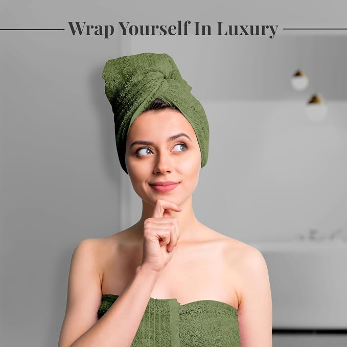 Tens Towels 4 Piece Extra Large Bath Towels 30 x 60 Inches, Green | 100% Cotton, Larger & Lighter Weight, Quicker to Dry, Super Soft and Absorbent, Perfect for Bathroom