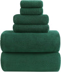 YTYC 39x78 Bath Sheets Set,Towels for Bathroom,Dark Green,6-Pieces | 2 Extra Large Bath Towels, 2 Hand Towels, 2 Washcloths, Super Soft,Highly absorbent,Hanging Loop,80% Polyester