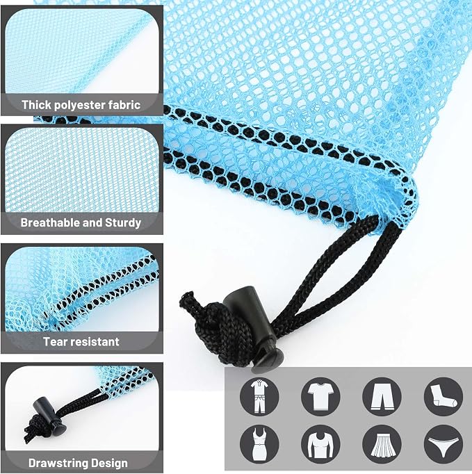 Berlune 18 Pcs 24" x 36" Large Mesh Laundry Bags Colorful Extra Large Laundry Bag Bulk with Drawstring Heavy Duty Mesh Machine Washable Drawstring Pouch