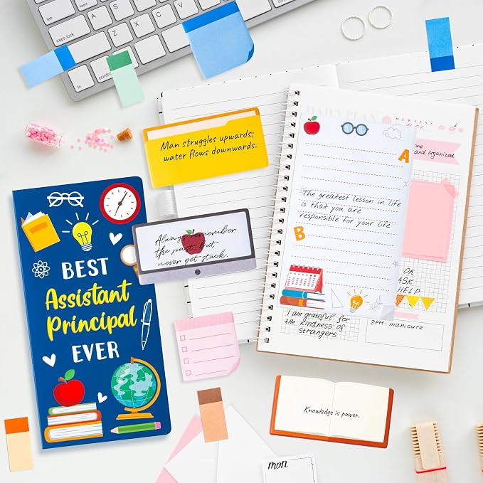 Xqumoi Best Assistant Principal Ever Sticky Notes Set - School Assistant Principal Self-Stick Note Pads Thank You Appreciation Gift Writing Memo Pad Page Marker Back to School Office Supplies