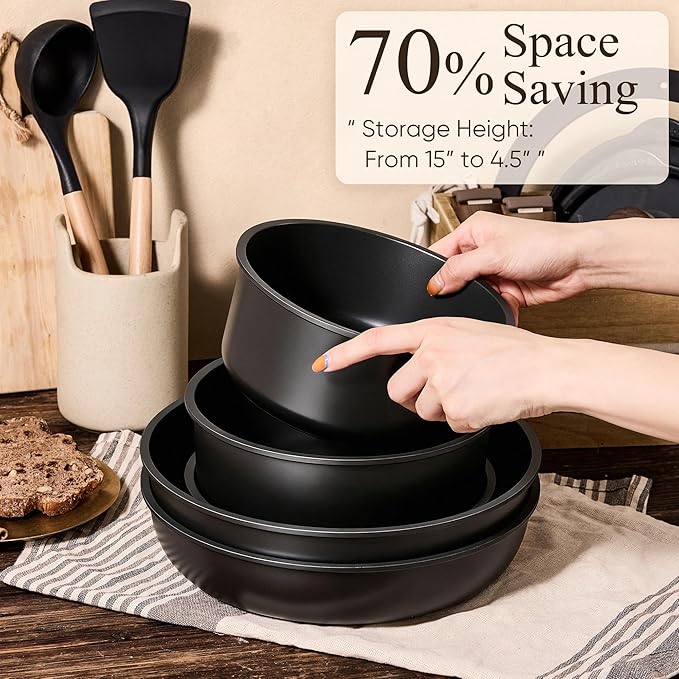 CAROTE 33pcs Pots and Pans Non Stick, Cookware Sets Detachable Handle, Induction Kitchen Pots and Pans,NonStick Cooking Set, Oven/Dishwasher/Fridge Safe, Space Saving, Mothers Day Gifts