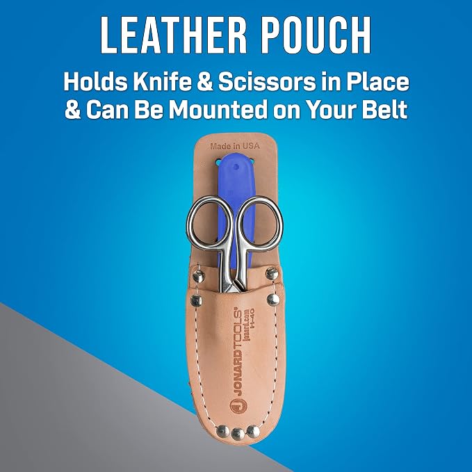 Jonard Tools TK-400 3 Piece Splicers Kit with included Splicing Knife, Electrician's Scissors, and Leather Pouch