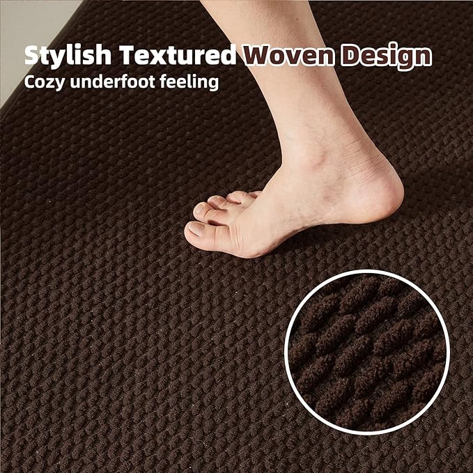 TYUU Large Bathroom Rugs Non Slip Washable Bath Rugs Super Absorbent Bathroom Rug Thin Quick Dry Low Pile Bath Mats, Brown 36"x48"