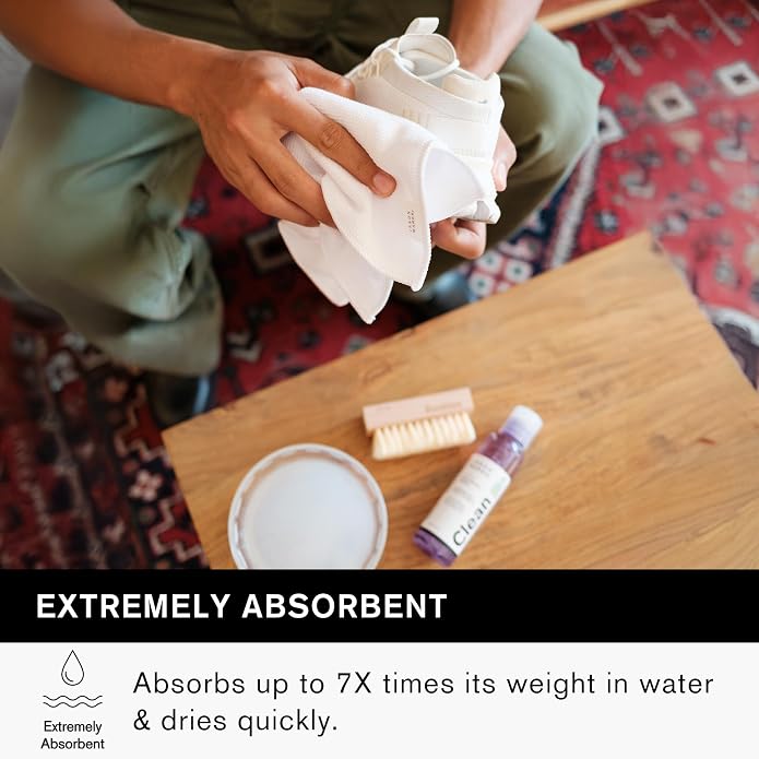 Jason Markk Essential Kit Shoe Cleaner & Microfiber Towels, 5-Piece Set, Deep Cleaning Solution, Durables Brush & 3 Pack Microfiber Towels, Sneaker Care, Ideal for Footwear