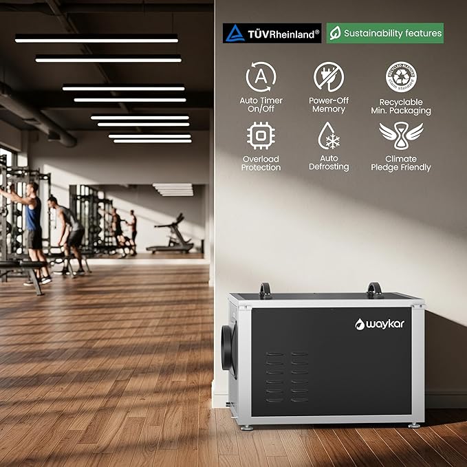 Waykar 216 Pints Crawl Space Dehumidifier with Pump, Remote Control & Dual Duct, HVAC Commercial Dehumidifier for Basement, Whole House & Water Damage, 8000 Sq. Ft, 10-90% RH - 5-Year Quality Coverage