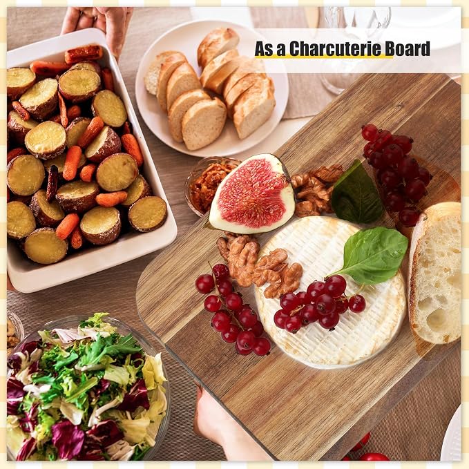 Didaey 6 Pcs Cutting Board Bulk Kitchen Thicken Chopping Platter with Handles Wooden Charcuterie Serving Trays Blank Wood Boards for Engraving Wedding Housewarming(Acacia Wood,15 x 7 Inch)