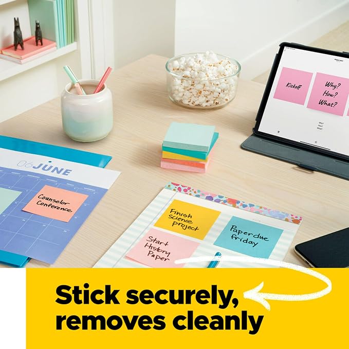 Post-it Mini Notes, 1.5x2 in, 24 Pads, America's #1 Favorite Sticky Notes & Super Sticky Notes, 3x3 in, 24 Pads/Pack, 70 Sheets/Pad, Amazon Exclusive Bright Color Collection, Aqua Splash