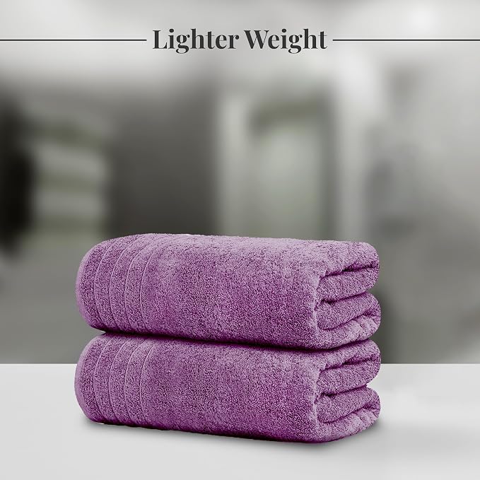 Tens Towels 4 Piece Extra Large Bath Towels 30 x 60 Inches, Purple | 100% Cotton, Larger & Lighter Weight, Quicker to Dry, Super Soft and Absorbent, Perfect for Bathroom