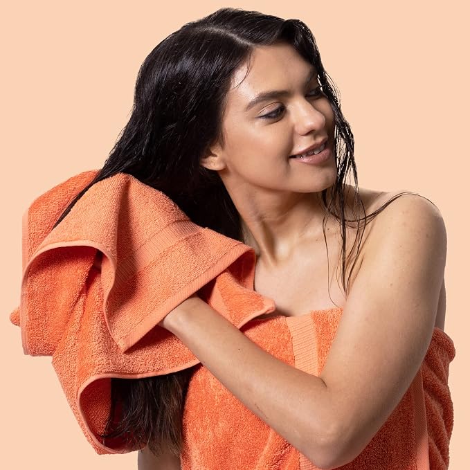 Chakir Turkish Linens Personalized 3 Piece Towel Set, 100% Cotton Luxury Turkish Towels for Bathroom, Soft Absorbent Towel Set with Bath Towel Hand Towel and Washcloth, Coral