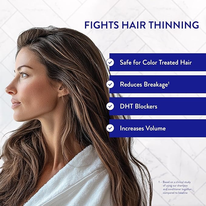Routine Wellness Anti-Thinning Shampoo and Conditioner Set for Thinning Hair - Biotin DHT Blocker Women & Men - Color Safe Shampoo for Hair Loss & Healthier Hair - Cucumber Set