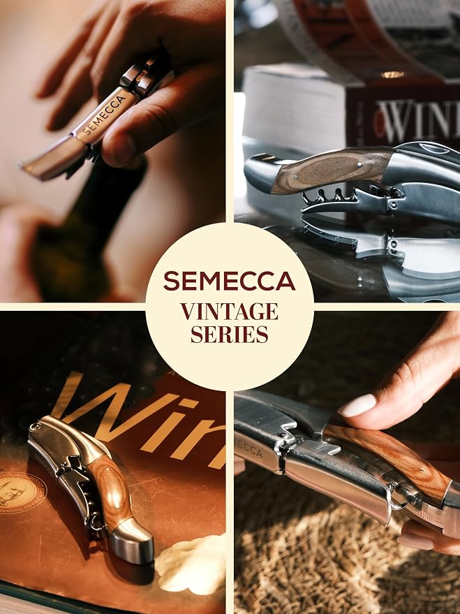 Semecca® Wine Opener – Professional Waiter’s Corkscrew, Double Hinged Wine Key, Wine Bottle Opener with Wooden Gift Box, Gift for Wine Lovers