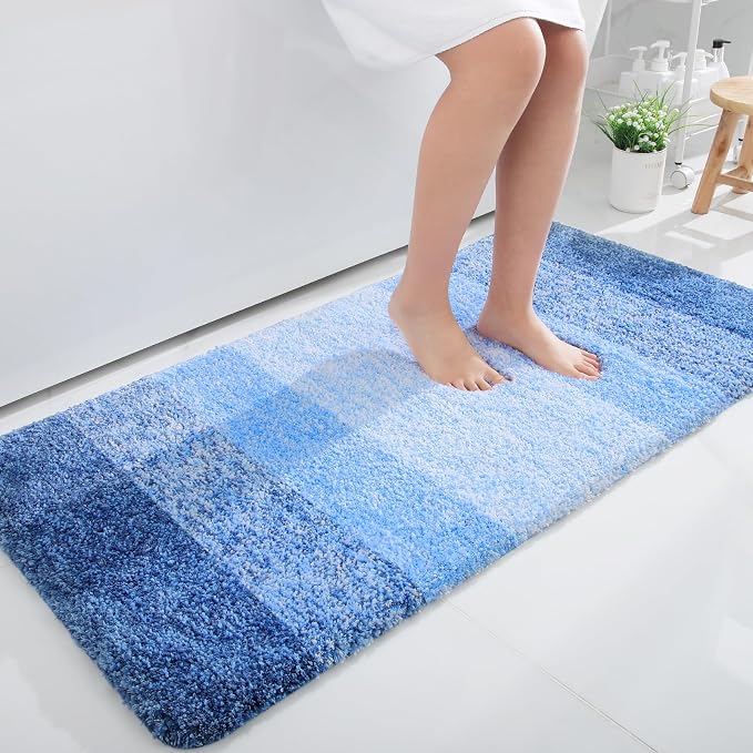 OLANLY Large Bathroom Rugs Mat 50x30, Extra Soft Absorbent Microfiber Bath Rugs, Rubber Backing, Quick Dry, Washable Bath Mats for Bathroom, Tub and Shower, Home Decor Accessories, Light Royal Blue