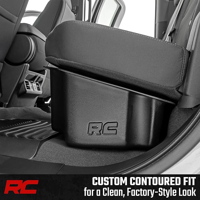 Rough Country Under Seat Storage for Chevy Silverado & GMC Sierra 1500/2500HD/3500HD Double Cab (2019-2026) - Custom Rear Under Seat Organizer Tray Without Lid