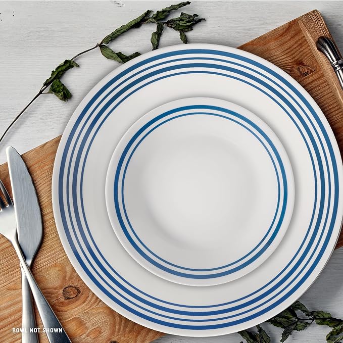 Corelle Vitrelle 18 Piece Glass Dinnerware Sets Service for 6, Triple Layer Chip & Crack Resistant Glass Plate and Bowl Sets, Laila
