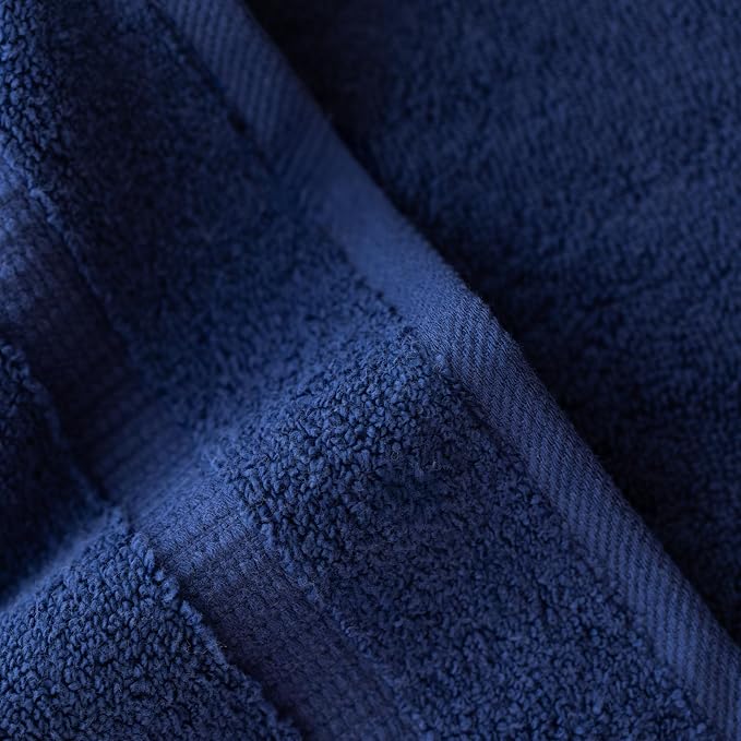 SALBAKOS 12-Piece 100% Turkish Cotton Washcloths and Face Towels, Navy | 13x13 in Standard Size Small Towel, Multi-use Bathroom & Kitchen, Thick Super Soft Absorbent Durable, Oeko-Tex Made in Turkey