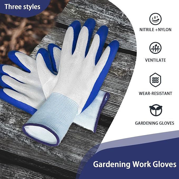 WHEATHUSK 144 Pairs Gardening Work Gloves Bulk for Men Women, Breathable Rubber Coated Garden Gloves for Construction, 9.1 Inch