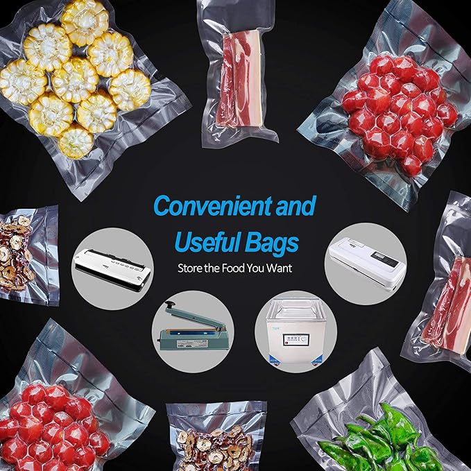 CANLENPK 8x12 Inch/20x30cm Vacuum Sealer Bags food Storage,Keep Fresh Lock Nutrition,Sous Vide Bag Freezeable Boilable Microwaveable(100 Bags)