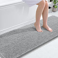 OLANLY Bathroom Runner Rugs 70x24, Soft Absorbent Chenille Bath Rugs, Rubber Backing Quick Dry, Machine Washable Long Bath Mats for Bathroom Floor, Tub and Shower, Home Decor Accessories, Light Grey