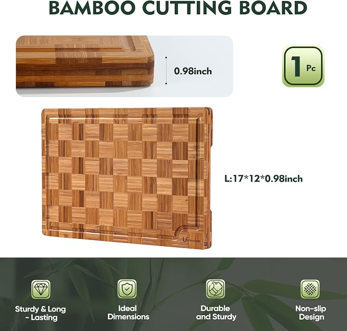 Heavy Duty Bamboo Cutting Boards Best Non Toxic Book Checkered Wood Cutting Boards for Kitchen Solid End Grain Wood Chopping Board Large Butcher Block