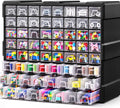 64-Drawer Organizer for Garage Building Bricks Storage,𝐓𝐡𝐢𝐜𝐤𝐞𝐫 Drawer Storage Cabinet with Dividers and Labels for Hardware,Screws,Nuts Bolts, Garage Tools,Charms,Beads,Craft,Scrapbook