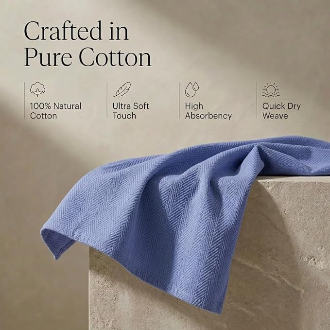 Urban Villa Kitchen Towels Cotton Dish Towels 20”x30” (Set of 6) Blue