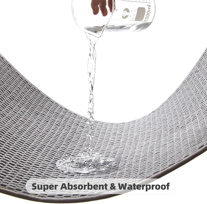 TYUU Bathroom Rugs Non Slip Washable, Super Absorbent Thin Bath Mat Small Quick Dry Low Pile Bathroom Rug, Light Grey 20"x30"