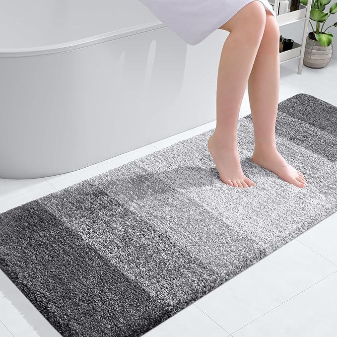 OLANLY Large Bathroom Rugs Mat 50x30, Extra Soft Absorbent Microfiber Bath Rugs, Rubber Backing, Quick Dry, Machine Washable Bath Mats for Bathroom Floor, Tub and Shower, Home Decor Accessories, Grey