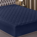Quilted Fitted Mattress Pad, Twin Mattress Protector Topper with Deep Pocket Stretches up to 16 Inches, Machine Washable Mattress Cover by Utopia Bedding (Navy)