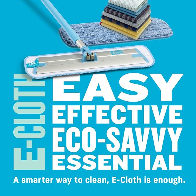 E-Cloth Essential Home Combo Set - Includes Glass & Polishing + Microfiber Cleaning Towel Cloths, Microfiber Mop for Floors, Household Cleaning Supplies, Washable and Reusable - 10 Pieces