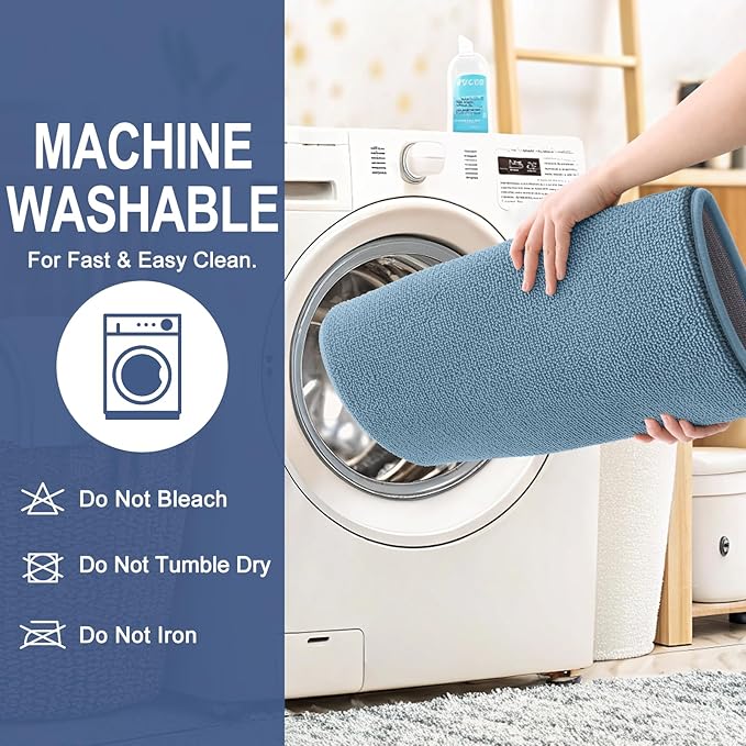 OLANLY Memory Foam Large Bathroom Rugs 47x32, Absorbent Bath Mat, Airy Blue | Soft Quick Dry Bath Mat Rugs, Non-Slip, Machine Washable Mat for Bathroom Floor, Tub and Shower, Home Decor Accessories