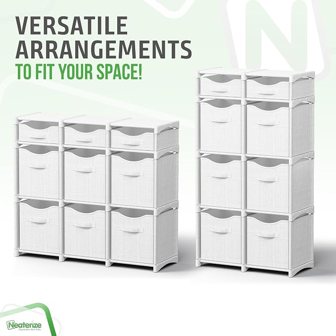 Cube Storage Organizer with 9 Storage Bins Included – Storage Cubes for Home Organization, Toy Storage, Office Storage, Living Room Storage, and General Storage Solution (White-Grey)