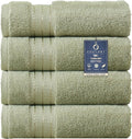 COZYART Luxury Hand Towels 4 PCS, Sage Green 100% Turkish Cotton 650 GSM | OEKO-Tex 100 Certified Zero Twist Ring Spun, Soft Absorbent Quick Dry, Plush Fluffy, Breathable Hotel Quality for Daily Use