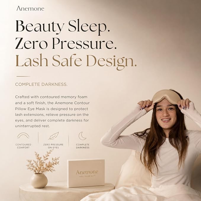 Anemone Contour Sleeping Mask for Women – Softer Than Silk Eye Masks for Sleep, Complete Blackout, Zero Eye Pressure Fit, Lightweight, Eye Care, Travel Essentials Included