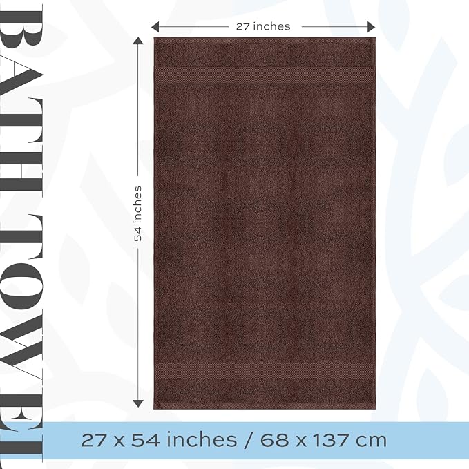 White Classic Luxury Bath Towels Set of 4 Large - 700 GSM Cotton Ultra Soft Bath Towels 27x54 | Highly Absorbent and Quick Dry | Hotel Towels for Bathroom Luxury, Plush Shower Towels, Brown