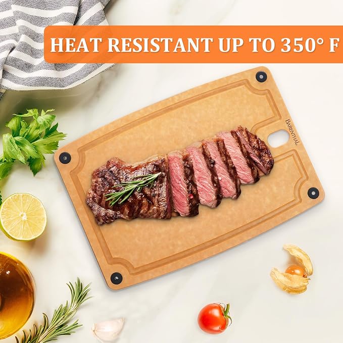 2PC Cutting Boards for Kitchen Dishwasher Safe Eco-Friendly Composite Cutting Board, Reversible Chopping Board with Handles & Juice Grooves, Small & Medium Cutting Board for Kitchen
