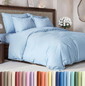 Duvet Cover Queen Size Set - Extra Soft Queen Duvet Cover 90" x 90" with 2 Pillow Shams for Women, Men, Kids & Teens - Hotel Luxury, Easy-Care w/ Zipper Closures & Ties - Comfy & Breathable (Sky Blue)