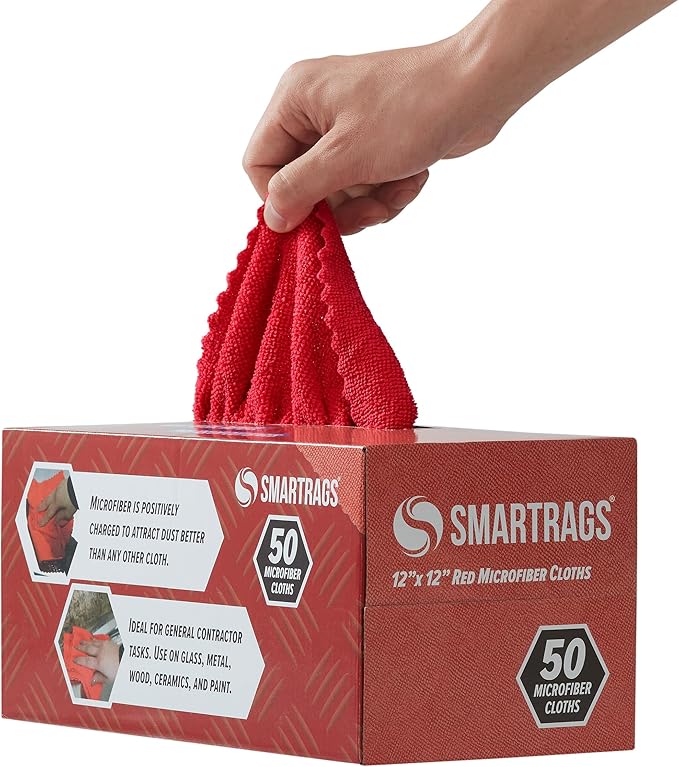 Arkwright Smart Rags Microfiber Cleaning Cloths, Pallet of 14400, Lint Free 180 GSM Reusable Towels for Auto, Office and Household Cleaning, 12 x 12 in, Red