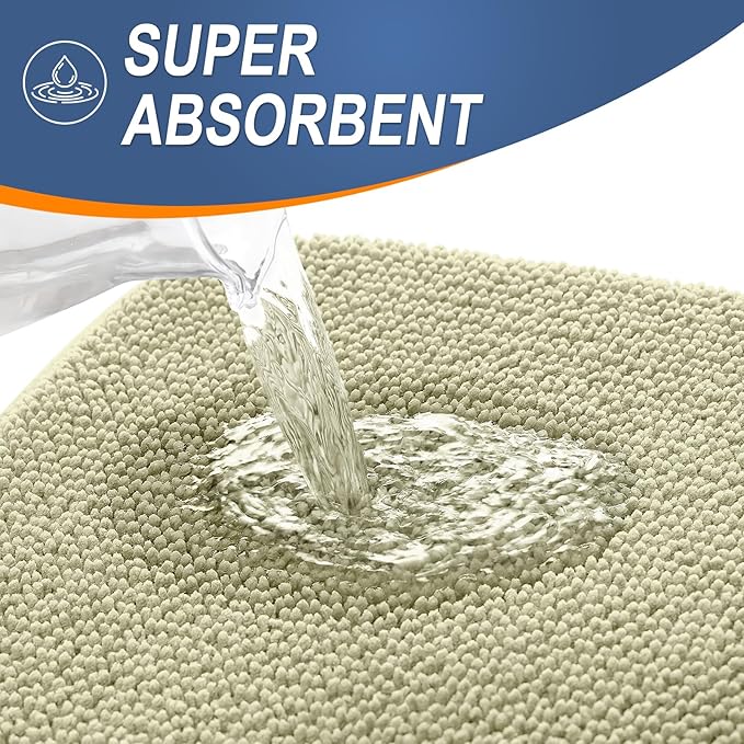 OLANLY Thick Memory Foam Bathroom Rugs 30x20, Absorbent Bath Mat, Vanilla | Soft Quick Dry Bath Rugs Mats, Non-Slip, Machine Washable Carpet for Bathroom Floor, Tub and Shower, Home Decor Accessories