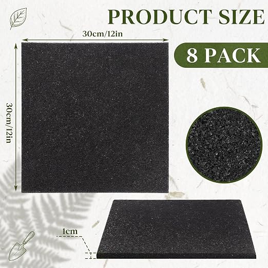 Nuanchu 8 Pcs 12 x 12 Inch Rubber Stepping Stones Outdoor Garden Walkway Non-Slip Durable Pavers for Patio, Pathway, Landscaping, Weatherproof Stepping Stones for Easy Installation (Square,Black)