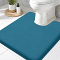 Smiry Memory Foam Toilet Rugs U-Shaped 20x20, Extra Soft Absorbent Non-Slip Contour Bathroom Rugs, Machine Washable Bath Mats for Toilet, Peacock Blue